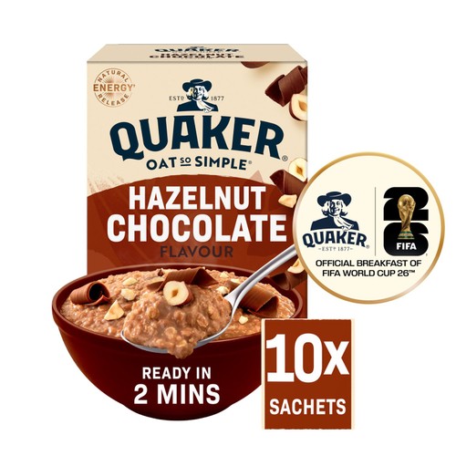 Quaker Hazelnut Chocolate Porridge Sachets Oats So Simple