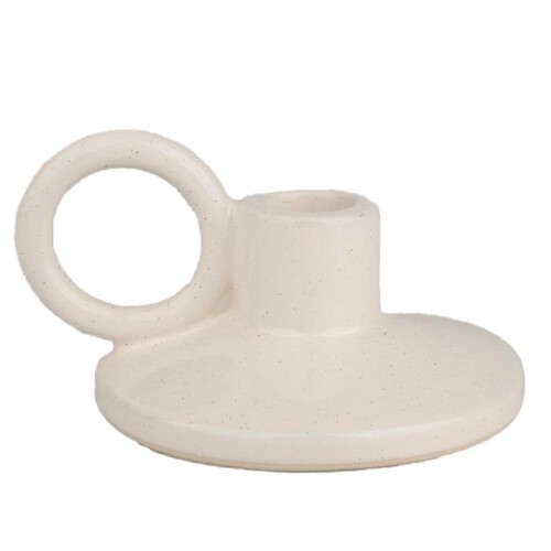 Nutmeg Home Cream Ceramic Taper Candle Holder