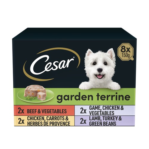 Cesar Garden Terrine Wet Dog Food Tray Mixed in Loaf 8 x 150g
