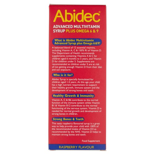 Abidec Kid Multivitamin Syrup - Food Supplement Suitable for Kids Aged 1-5 