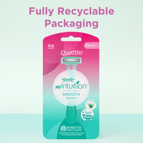 Wilkinson Sword Quattro for Women Sensitive Disposable Razors x3