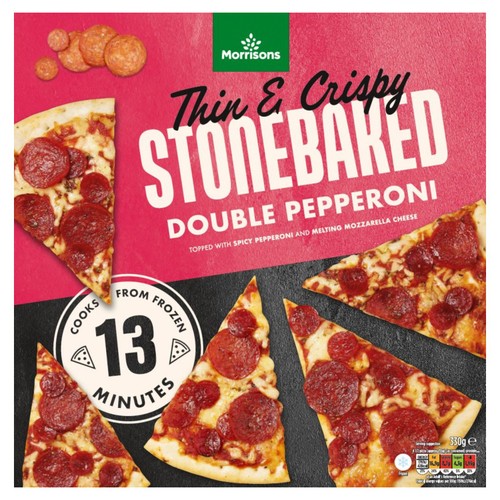 Morrisons thin crispy stonebaked double pepperoni pizza