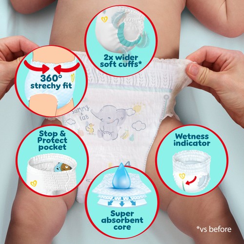 Pampers Premium Protection Nappy Pants Size 4, 30 Nappies Essential Pack