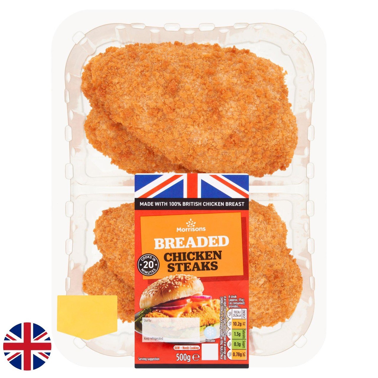 Morrisons British 4 Breaded Chicken Steaks 500g