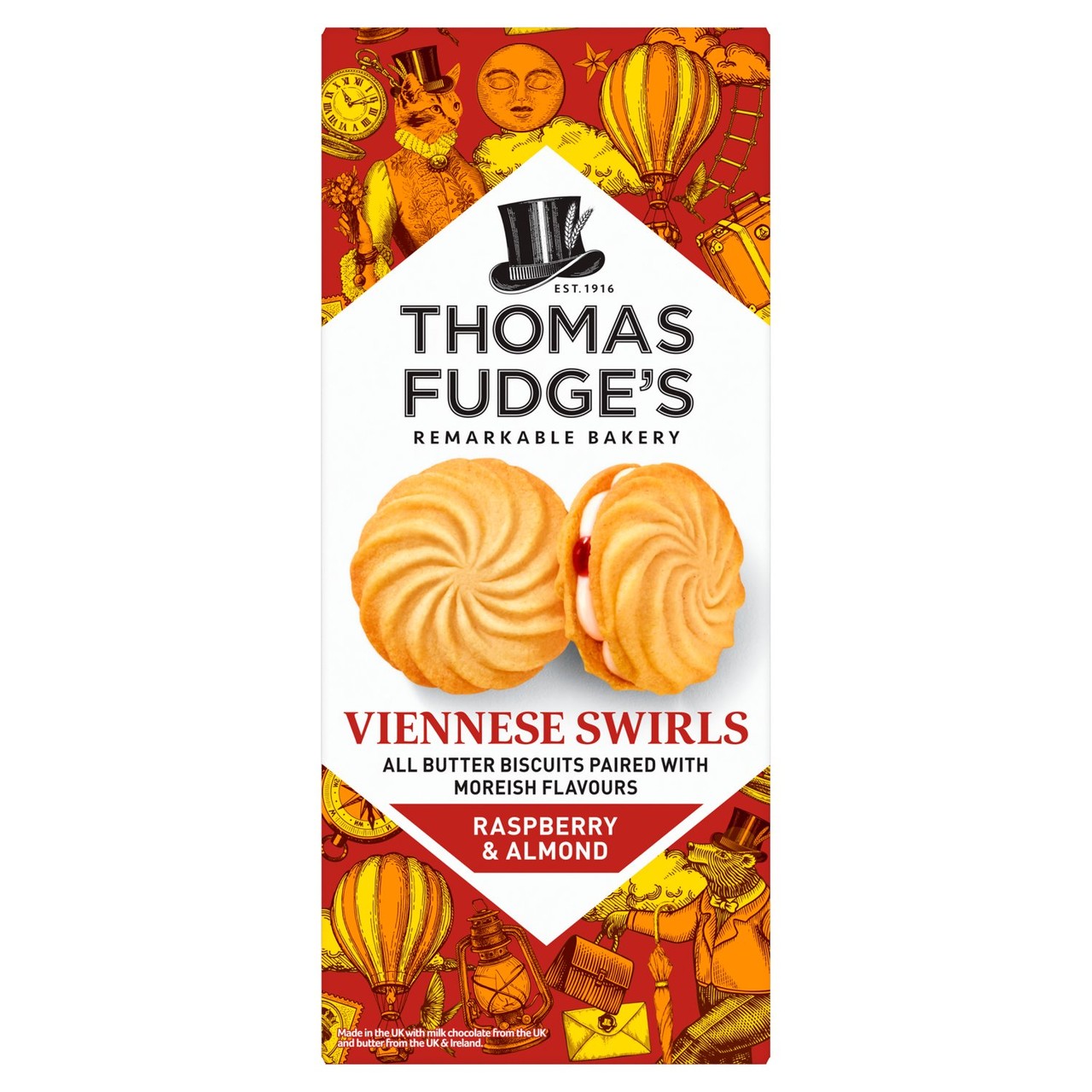 Thomas Fudge All Butter Raspberry & Almond Viennese Swirls 130g
