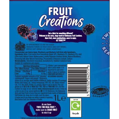 Robinsons Fruit Creations Blackberry & Blueberry Squash 