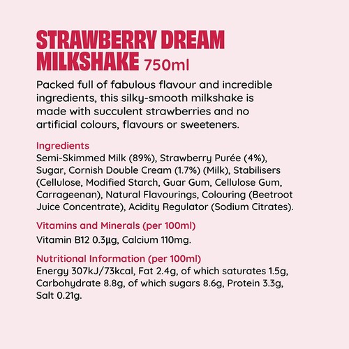Shaken Udder Strawberry Dream Milkshake 750ml