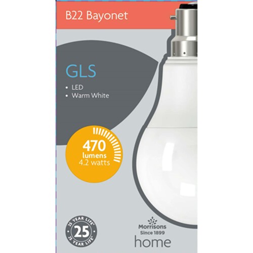 Morrisons LED Gls A60 40W 470 Lumens 4.2W Bc Light Bulb 