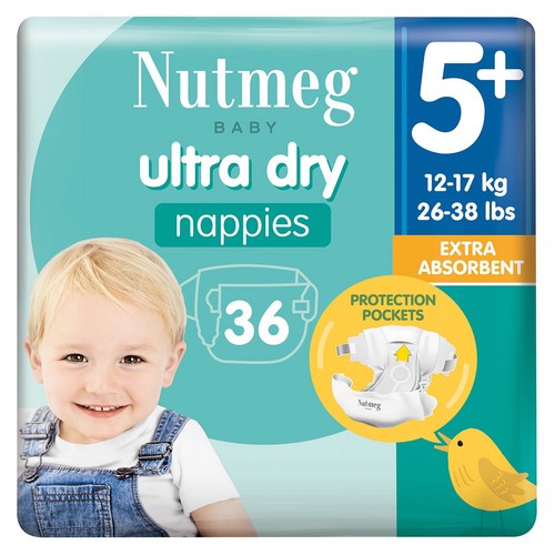 Nutmeg ultra dry nappies size 5