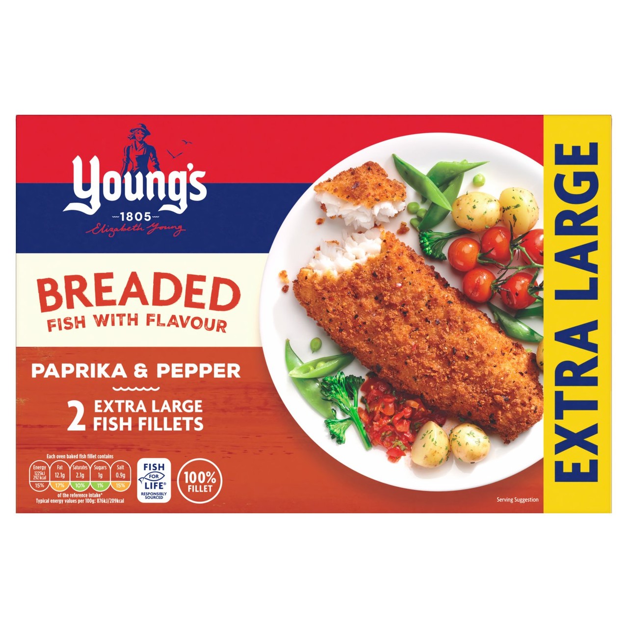 Young's 2 Extra Large Pepper & Paprika Fish Fillets 300g