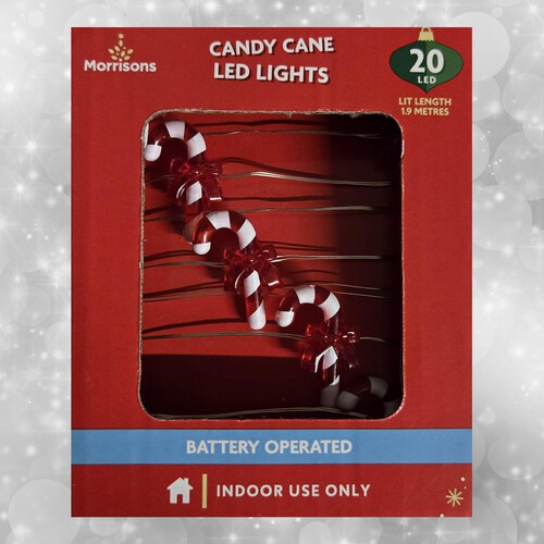 Morrisons Candy Cane Battery LED String Lights