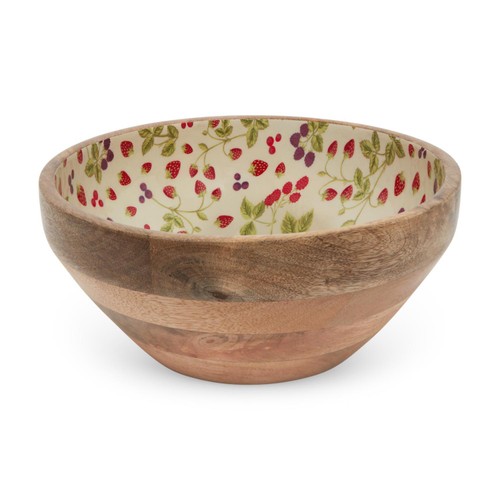 Nutmeg Home Strawberry Print Mango Wood Bowl