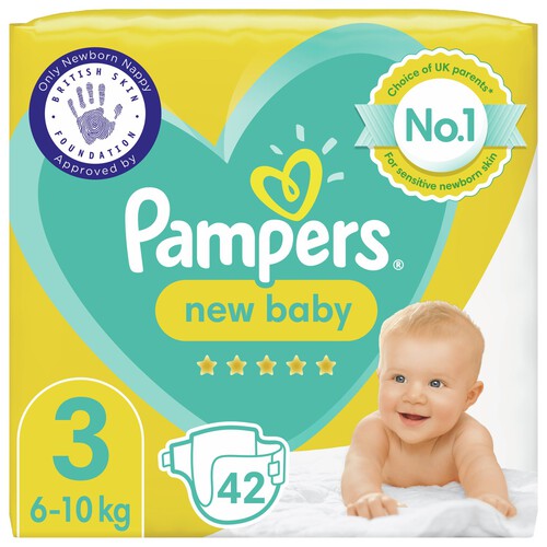 Pampers New Baby Nappies Size 3, 6kg-10kg, Essential Pack