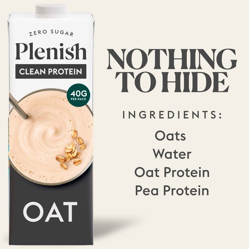 Plenish Organic Oat Protein Zero Sugar Drink Long Life Dairy Free 1L