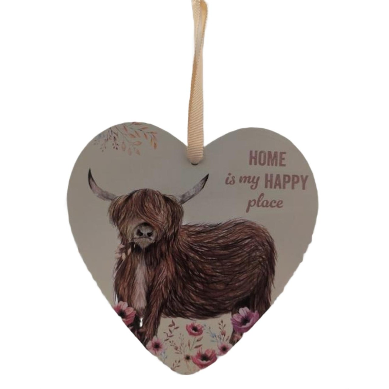 Nutmeg Home Highland Cow Heart Plaque