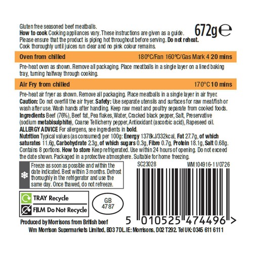 Morrisons British Beef Meatballs 672g