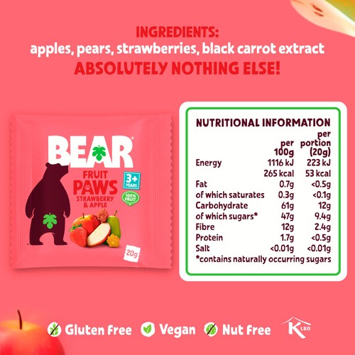 BEAR Paws Strawberry & Apple