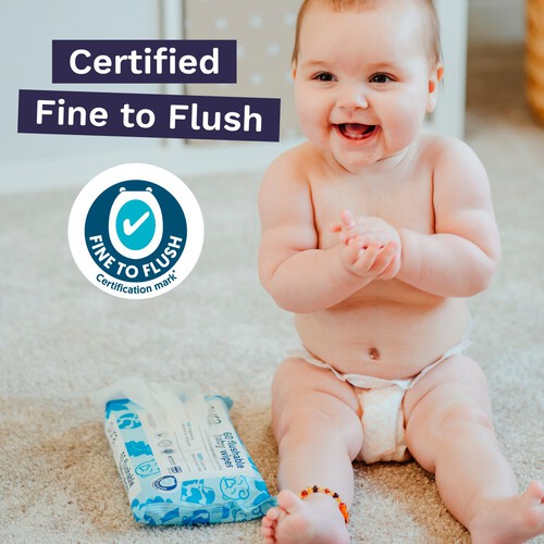 Pura Plastic Free Flushable Baby Wipes