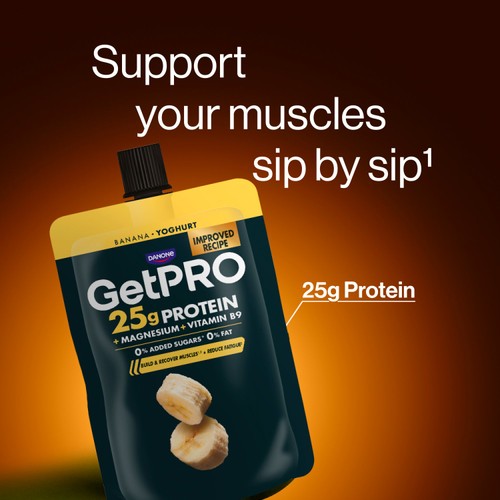 Getpro Banana 25g High Protein Yoghurt Pouch