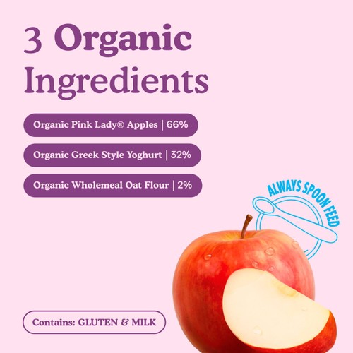 Little Freddie Organic Pink Lady Apple Yoghurt Baby Food Pouch 6+ Months