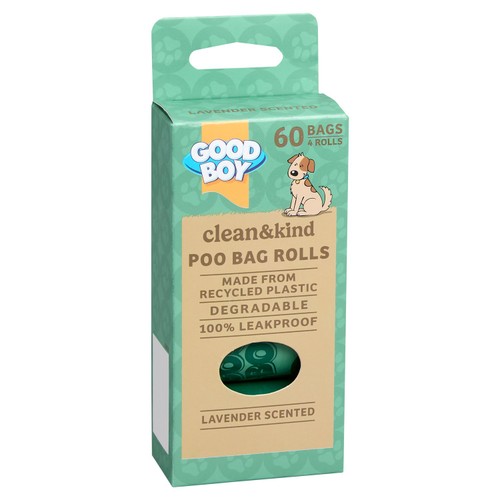 Good Boy Clean & Kind Recycled & Degradable Poo Bags 60Pk