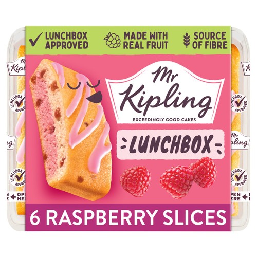 Mr Kipling Raspberry Lunchbox Slices 6Pk