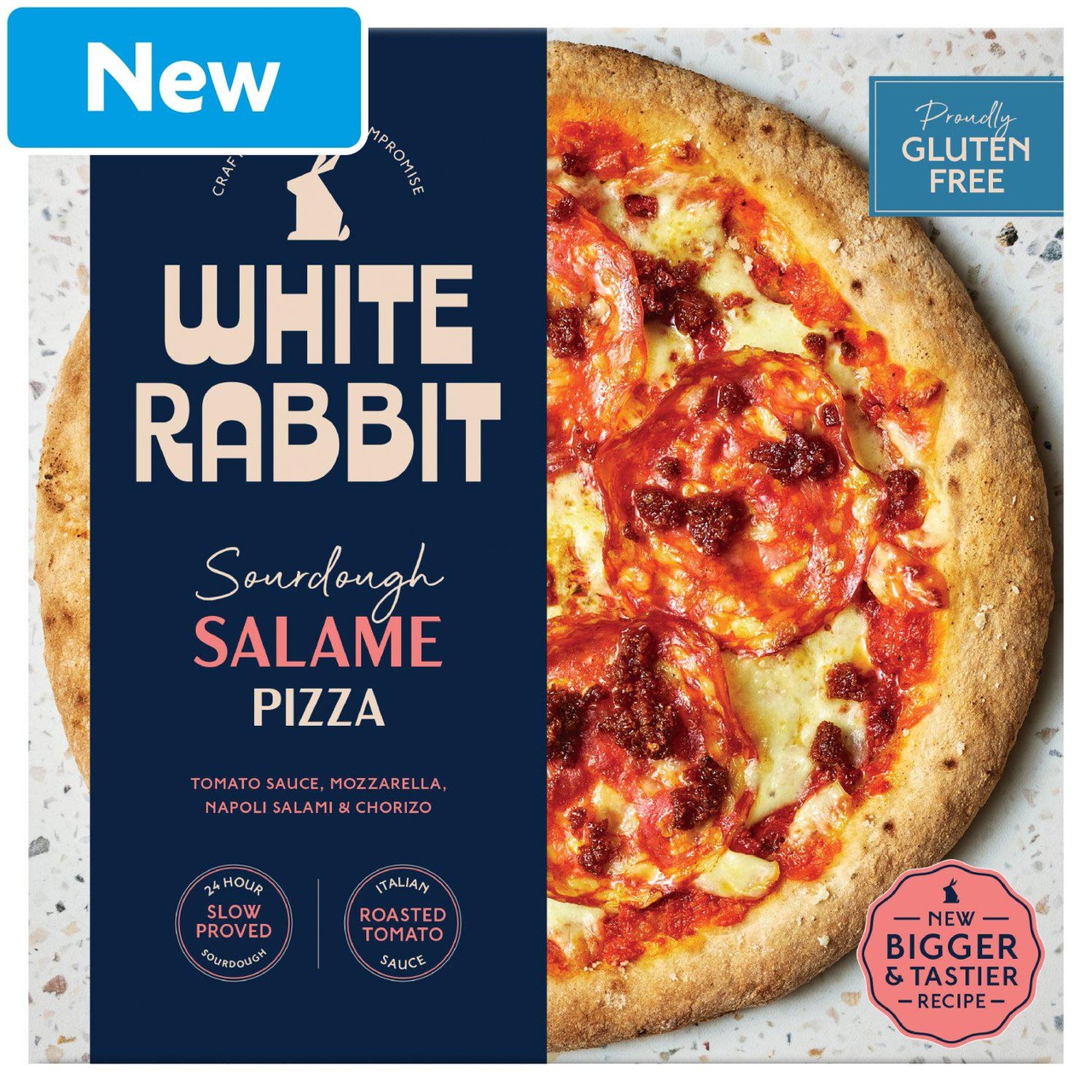 White Rabbit Gluten Free Sourdough Salame Pizza 410g