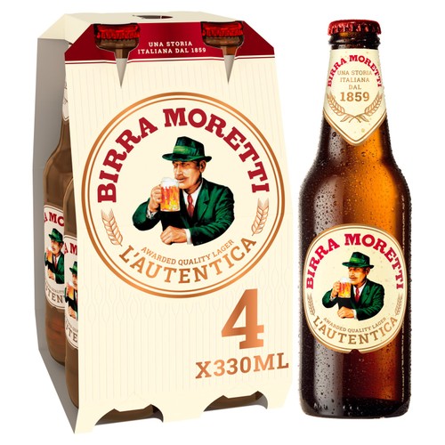 Birra Moretti Lager Beer Bottles 4x330ml