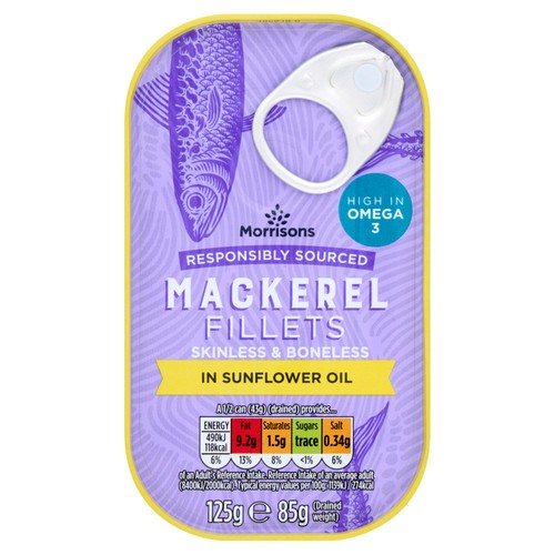 Morrisons Mackerel Fillets in Sunflower Oil  (125g)