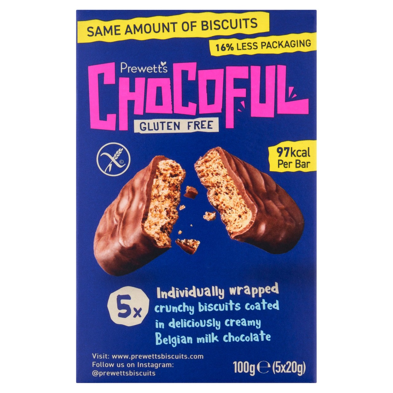 Prewetts Chocoful Gluten Free Biscuits 5x20g