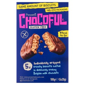 Prewetts Chocoful Gluten Free Biscuits 5x20g