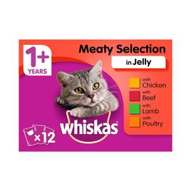 Whiskas Adult 1+ Wet Cat Food Pouches Meaty in Jelly | Morrisons
