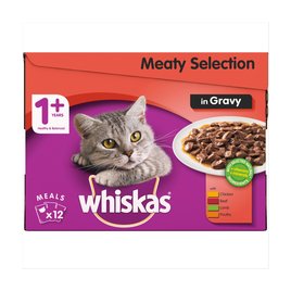 Whiskas Adult 1+ Wet Cat Food Pouches Meat in Gravy | Morrisons