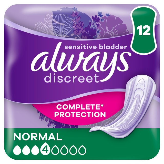 Always Discreet Incontinence Pads Normal for Sensitive Bladder 12 pack