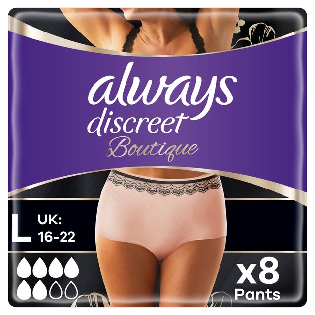 Always Discreet Underwear Boutique Incontinence Pants Plus Large 8 pack