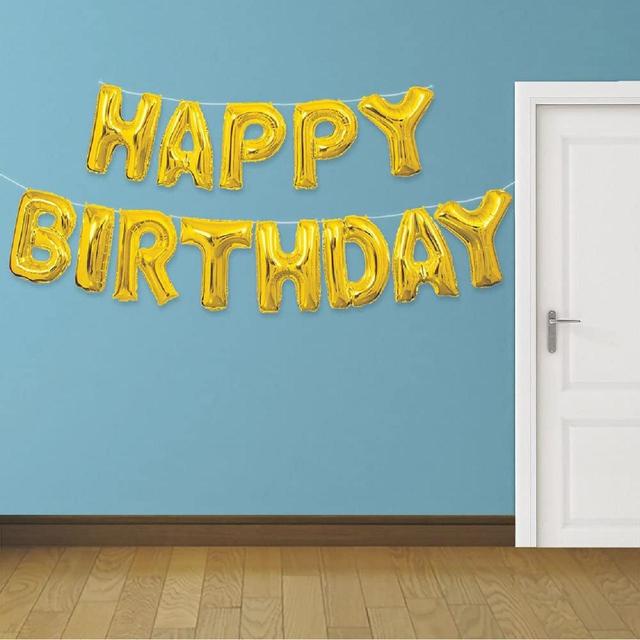 Unique Party Gold Happy Birthday Balloon Letter Banner kit | Morrisons