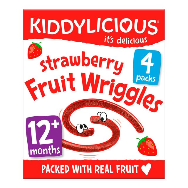 Kiddylicious Strawberry Fruit Wriggles 4 Yummy Bags