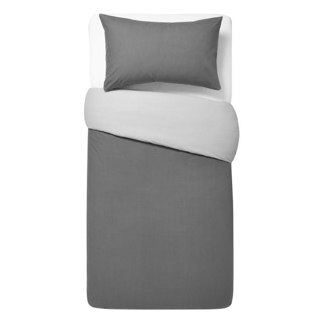 Morrisons Reversible Single Duvet Cover Pillowcases Grey