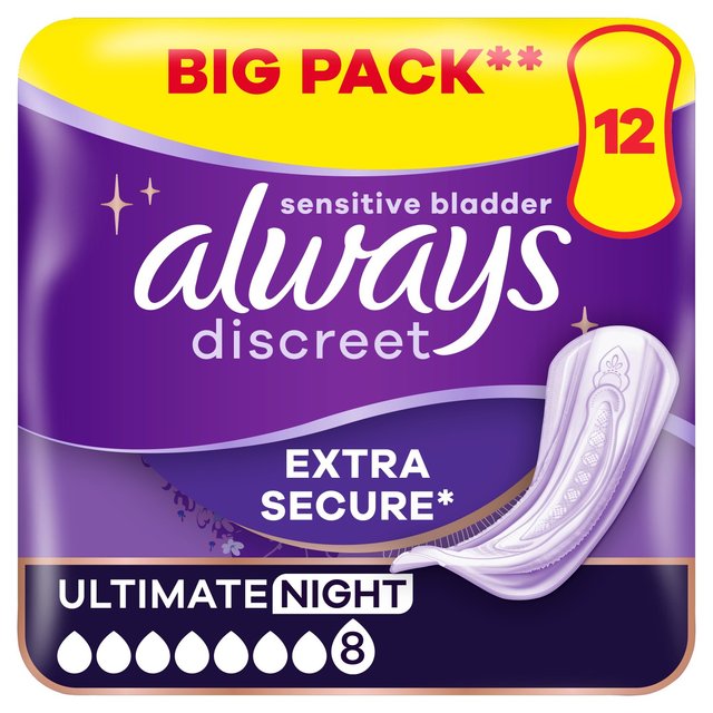 Always Discreet Pads Ultimate Night Incontinence Bladder Weakness Pads