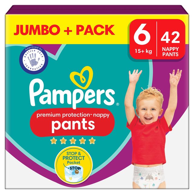 Pampers Premium Protection Pack Jumbo+ Nappies, Nappy | Size Morrisons Pants 42 6