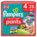 Pampers Paw Patrol Baby Dry Nappy Pants Pull-On Size 4 Maxi  25 per pack